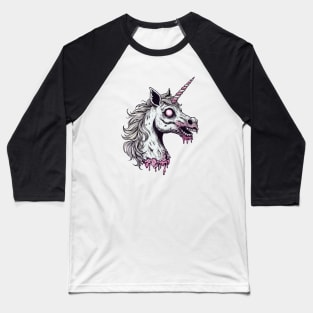 Unicorn Zombie Head Baseball T-Shirt